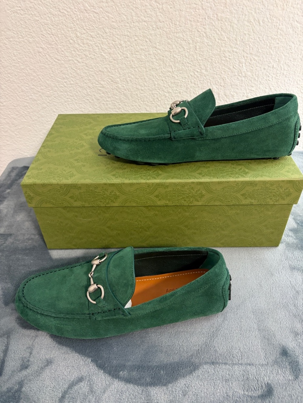 Brand New Men’s Gucci Driver Horsebit Suede Vintage Green Sz 6 (US 6.5) - Picture 5 of 8